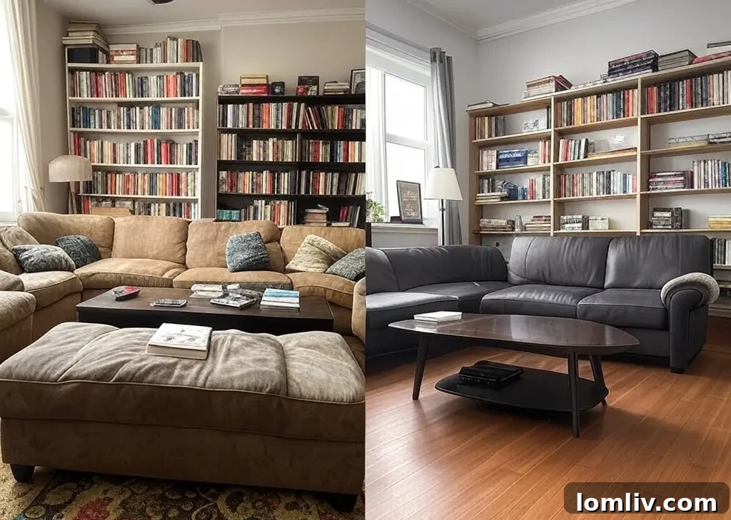 A minimalist and well-organized room, showcasing clever storage solutions