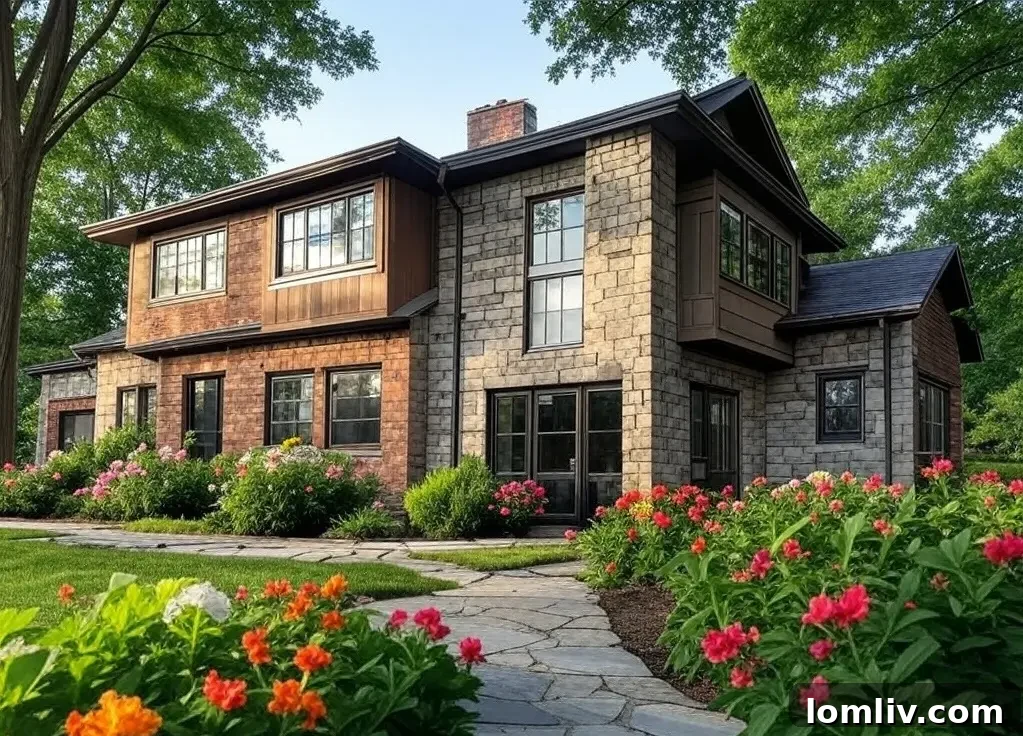 Elegant brick and stone entryway enhancing curb appeal