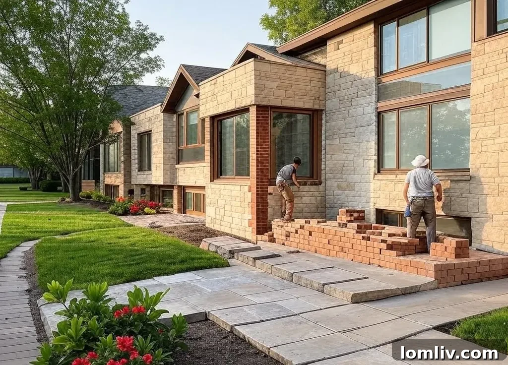 Expert masons working on a Fayetteville home project