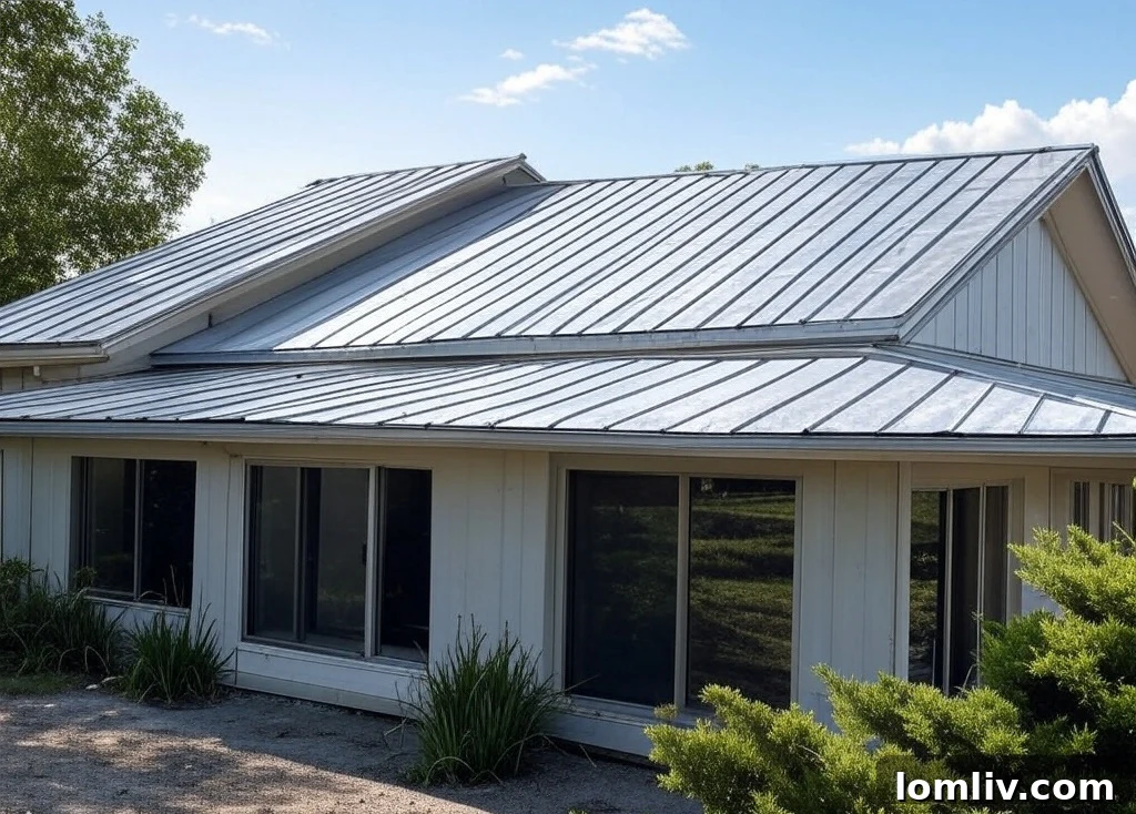 A durable metal roof standing strong against a backdrop of stormy weather, illustrating its resilience.