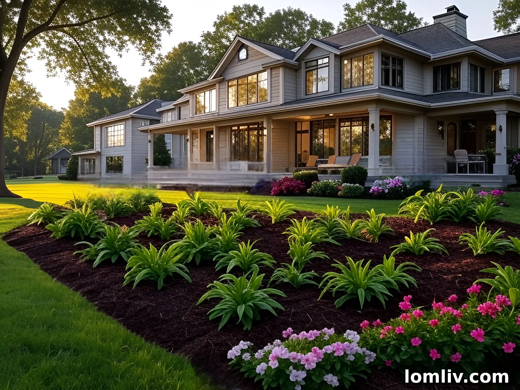 A neatly mulched garden bed with uniform color, demonstrating aesthetic appeal.