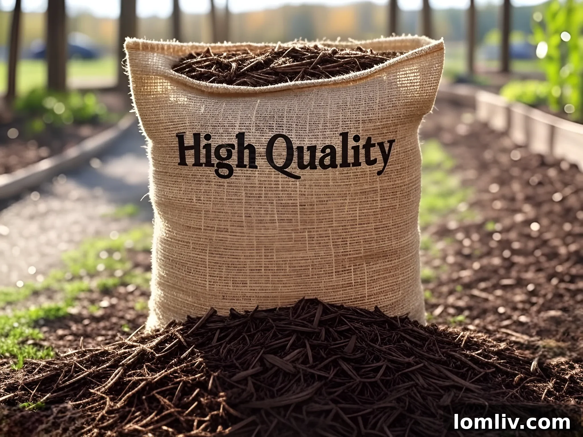 Close-up of fresh, rich bulk mulch, emphasizing quality and natural composition.