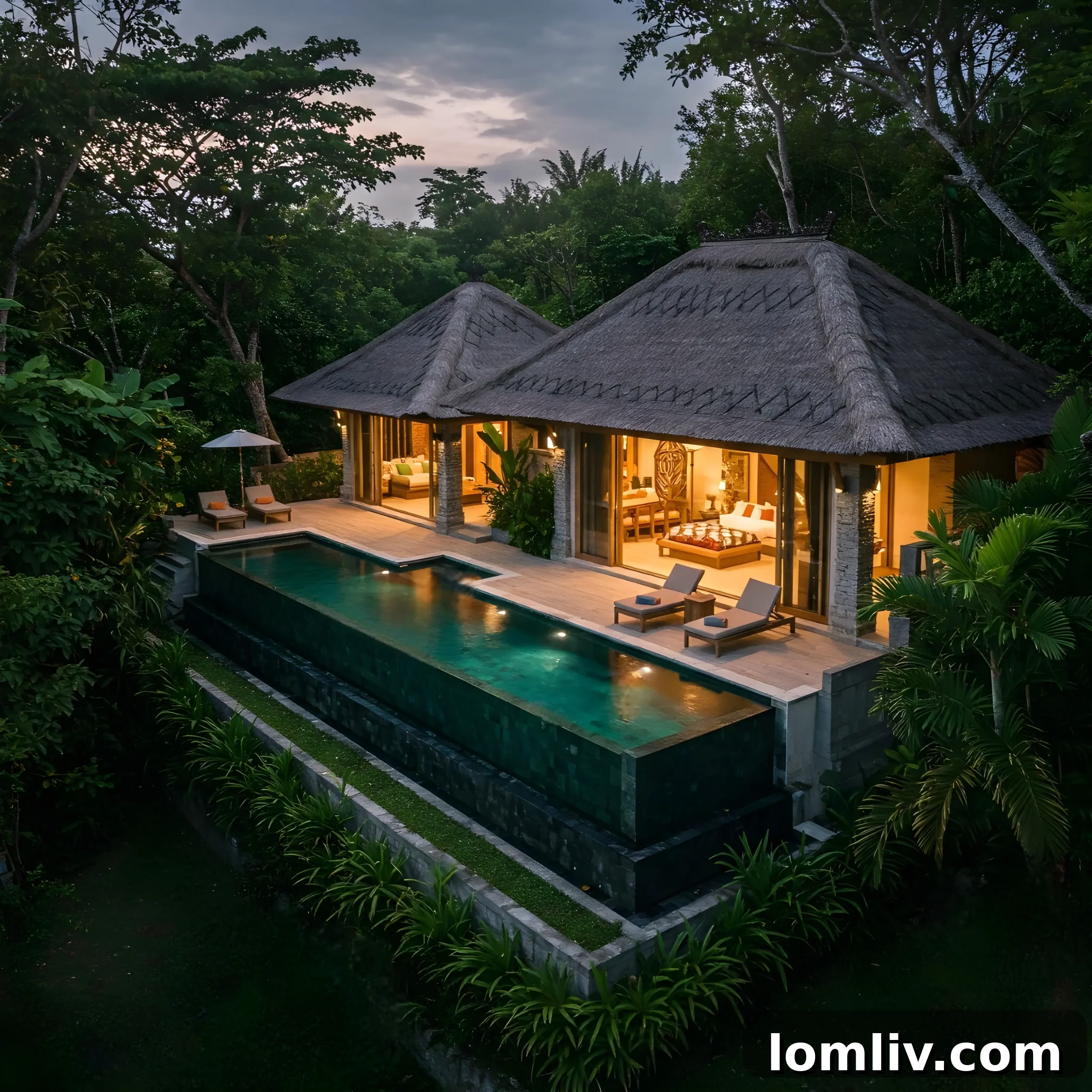 Bali villa overlooking lush landscape