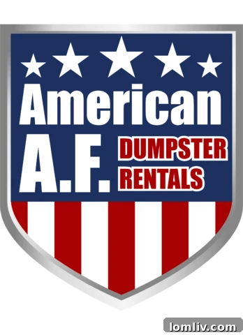 American AF Dumpsters logo representing a reliable Dallas dumpster rental company