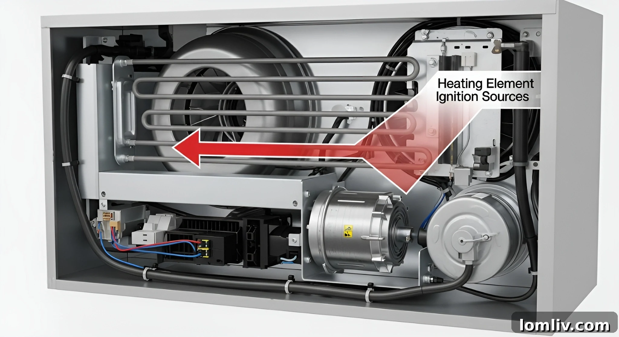 A visual representation of dust accumulation in air ducts, highlighting fire risk.
