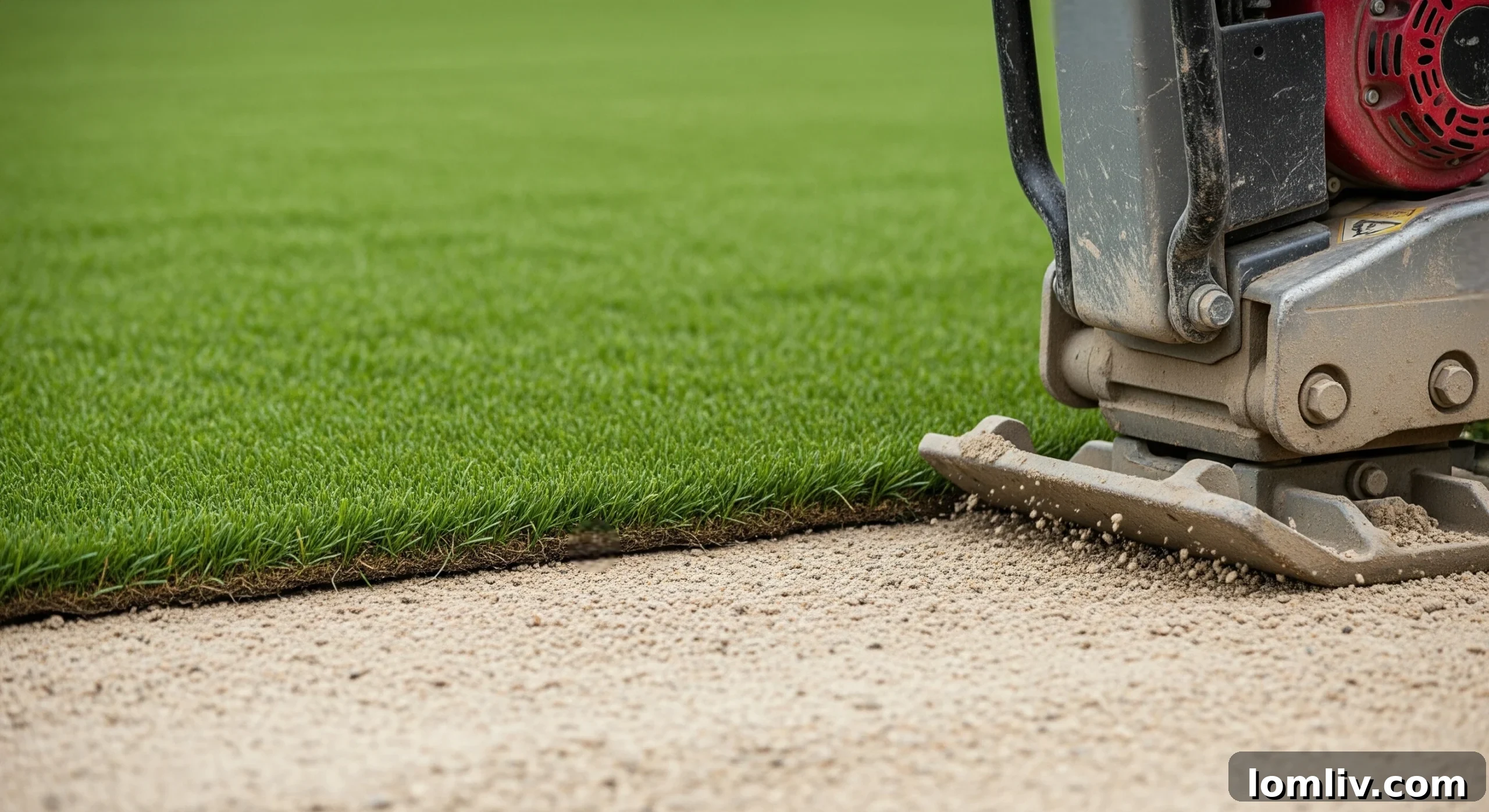 Base layer being compacted for artificial grass