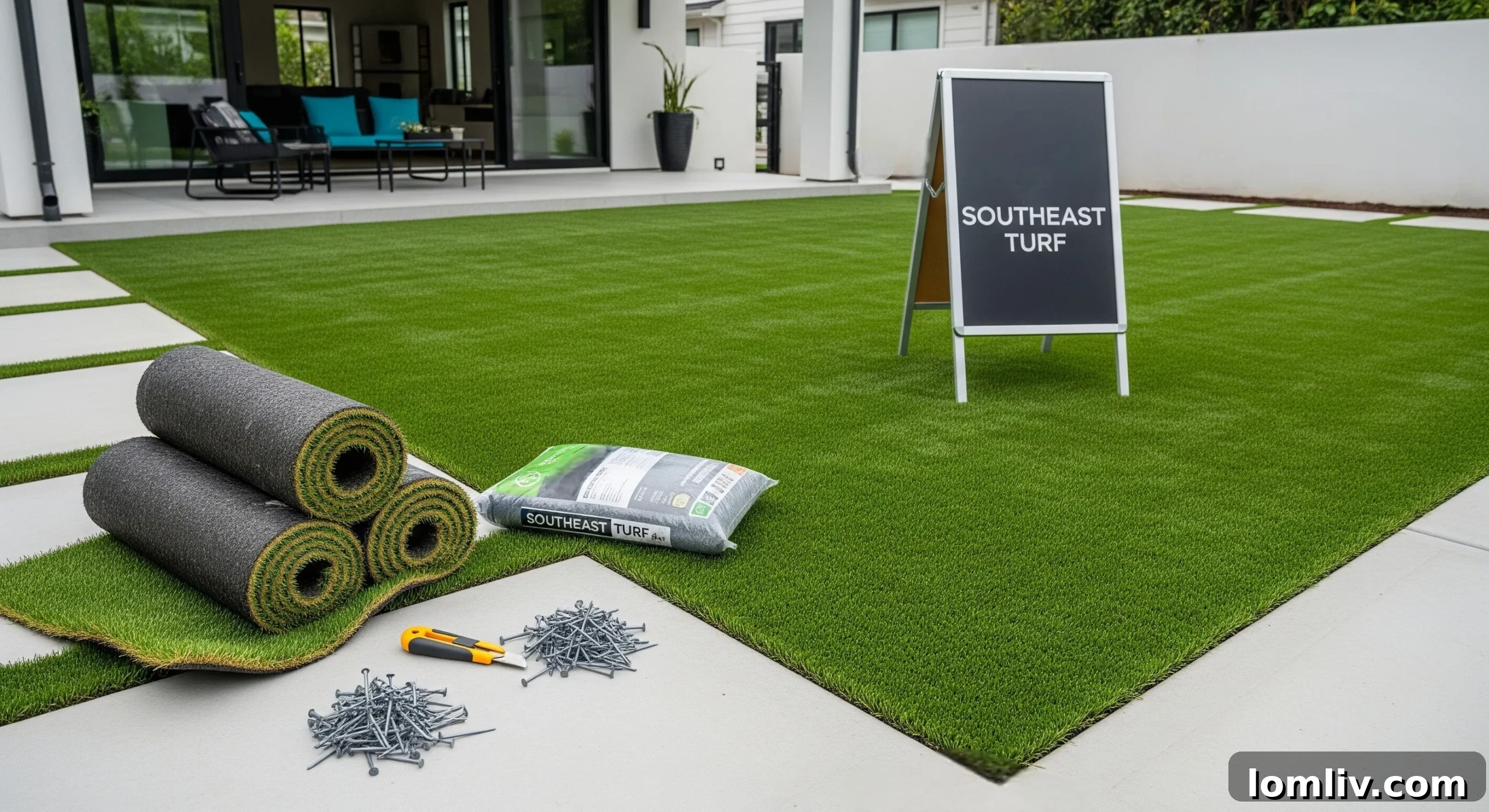 Tools and materials for artificial grass installation