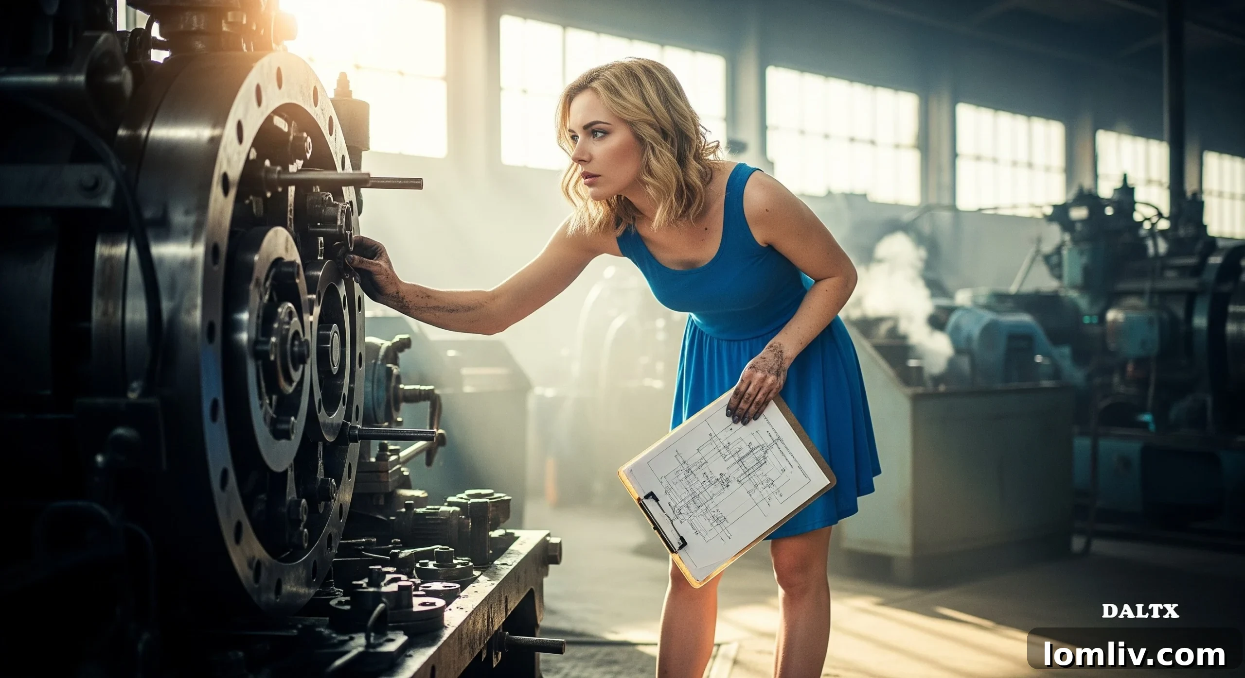 Maintenance technician checking factory machinery