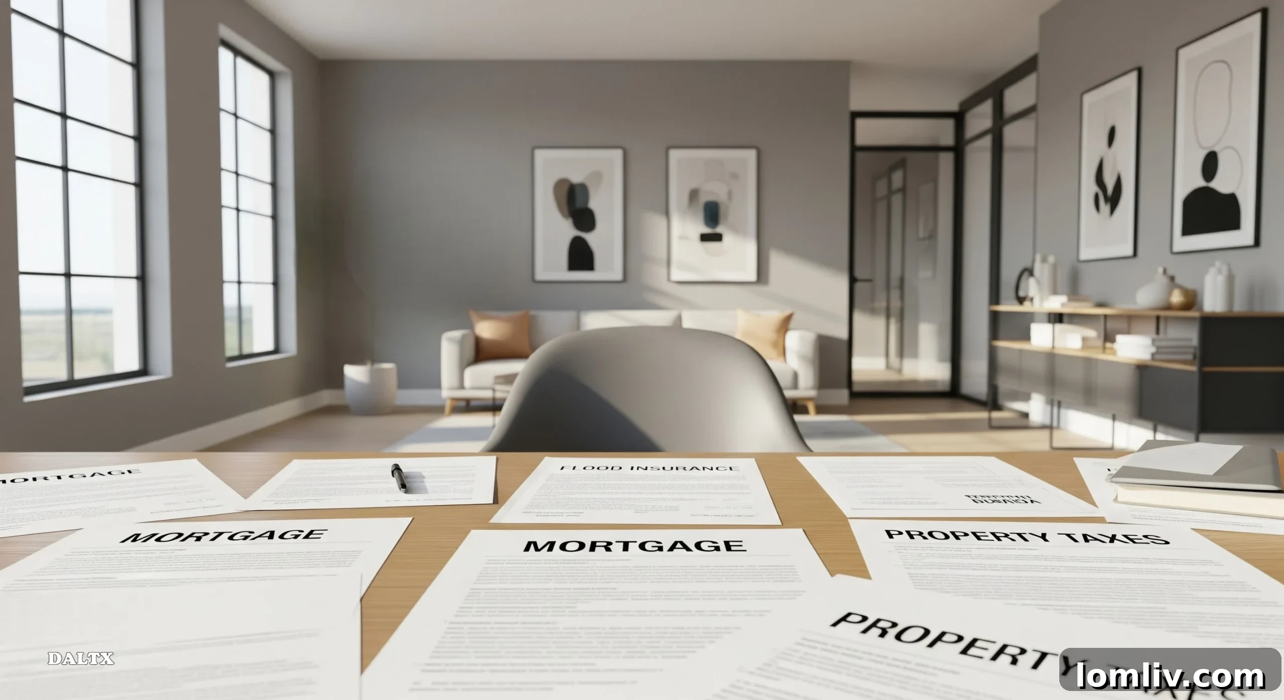 Waterfront Property in Canada What Every Buyer Needs to Know 5 Financial documents and a pen on a table, symbolizing financing challenges for waterfront properties.