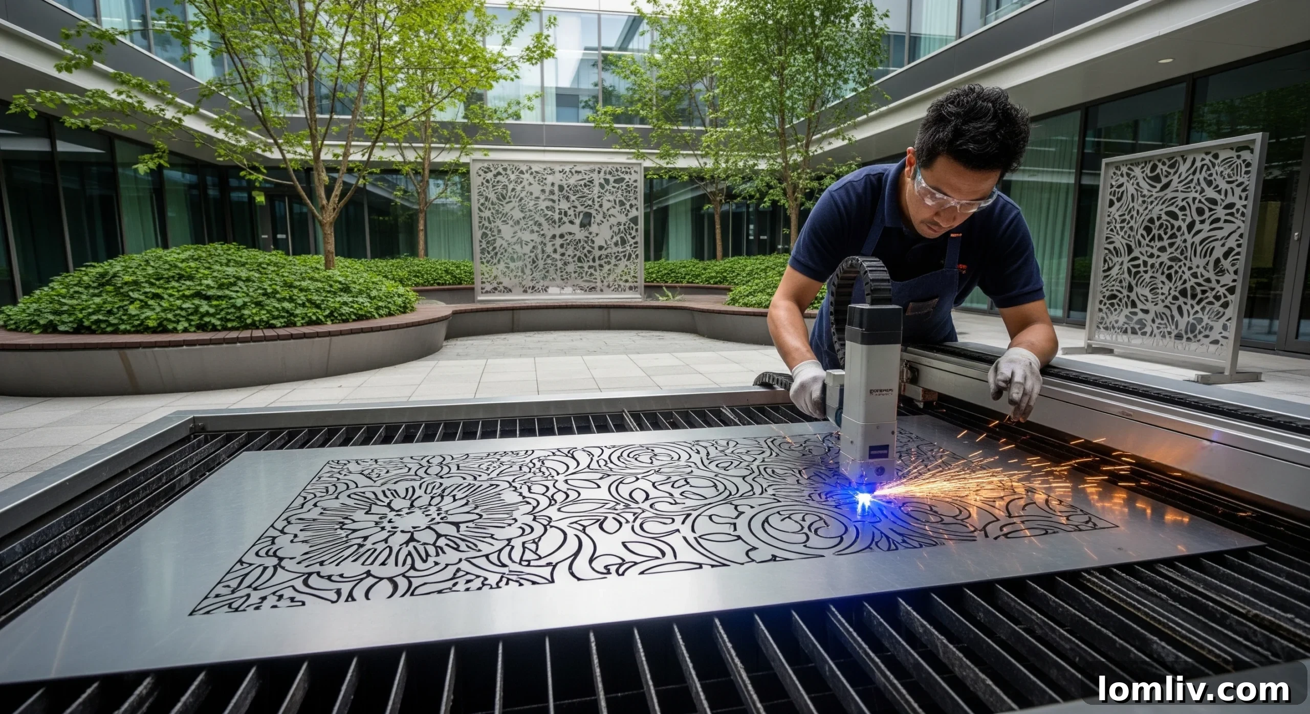 A person working on a CAD software, designing a laser-cut pattern