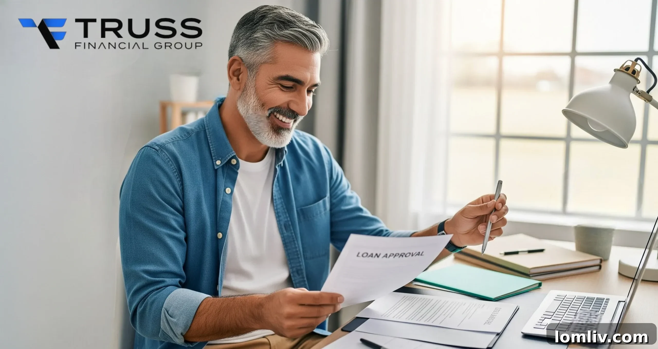 A person looking at financial charts on a laptop, with a house model and calculator, representing thoughtful financial planning with a No Doc HELOC.