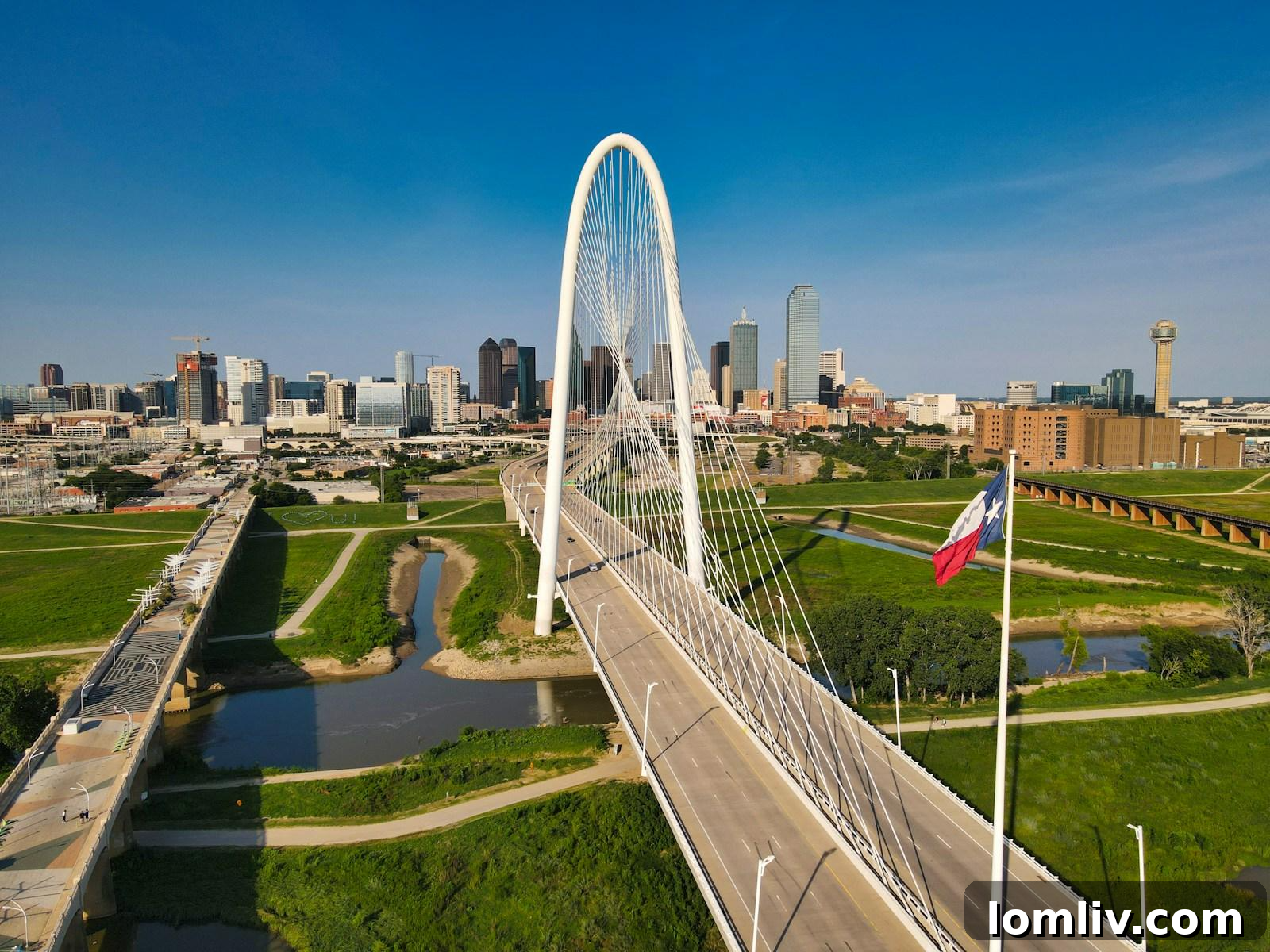 A vibrant cityscape of Dallas, showcasing modern architecture and a bustling urban environment.