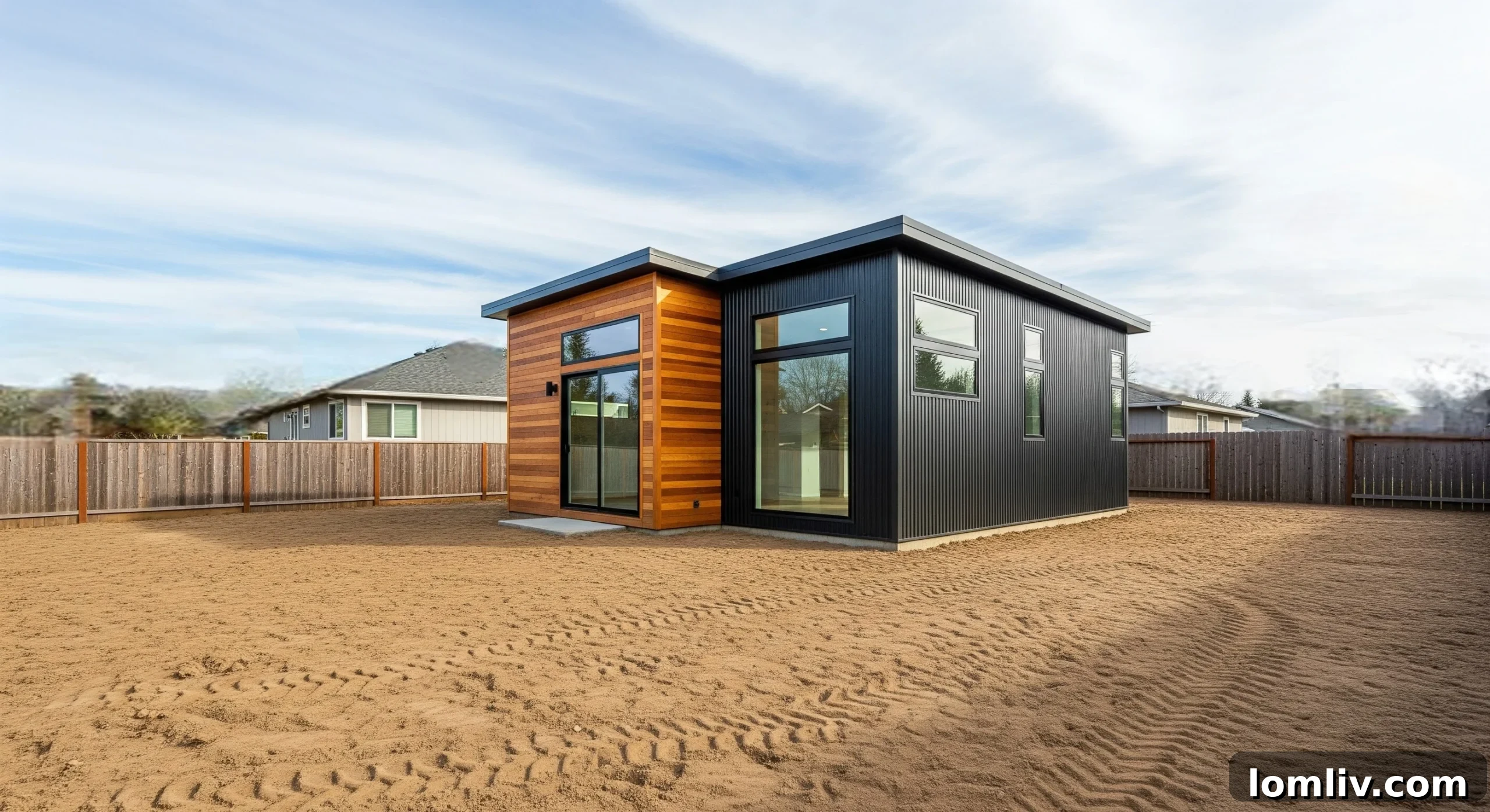 A modern Accessory Dwelling Unit (ADU) in an Oviedo backyard, illustrating smart housing solutions.