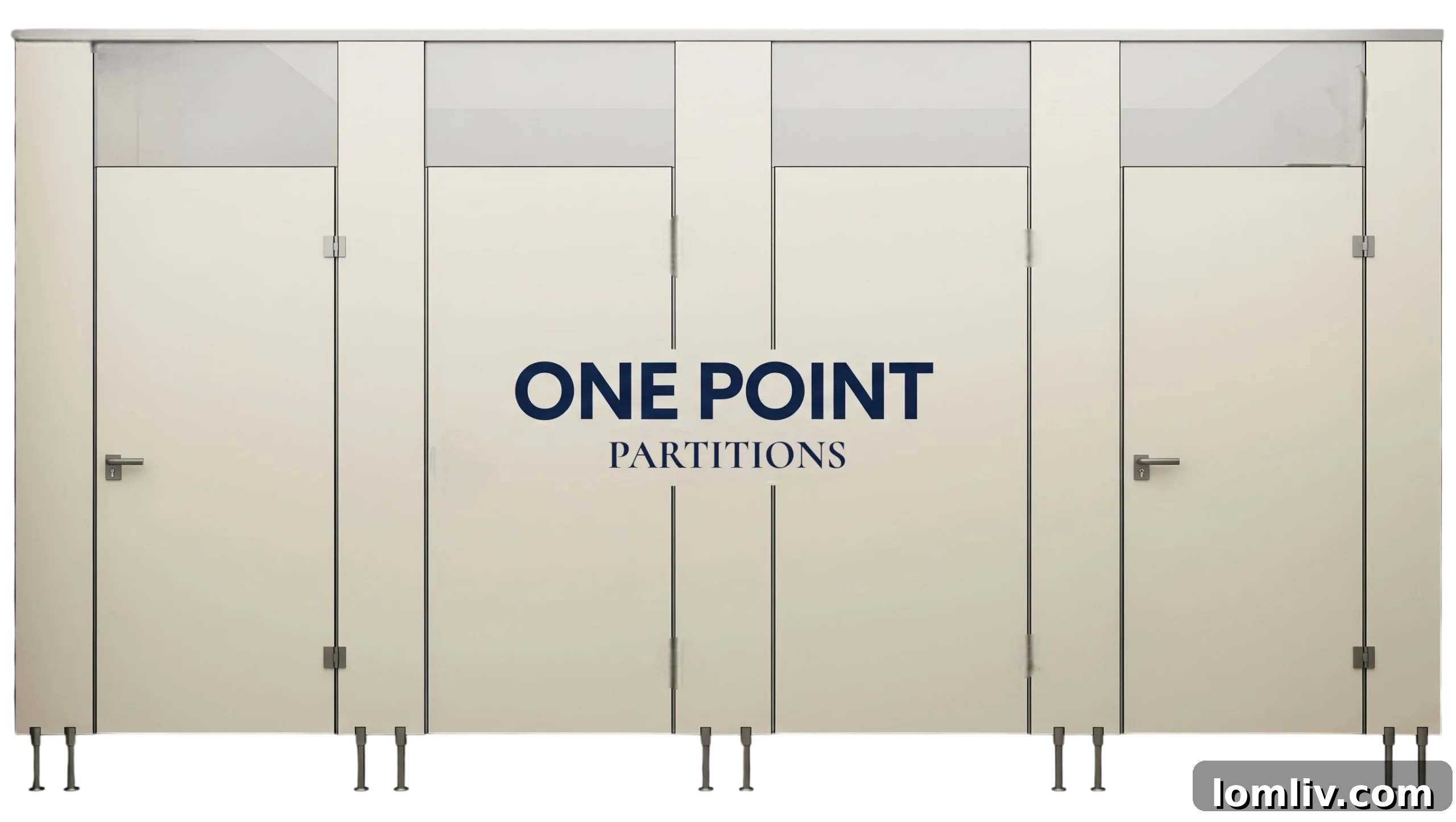 Clean and modern office restroom with privacy partitions