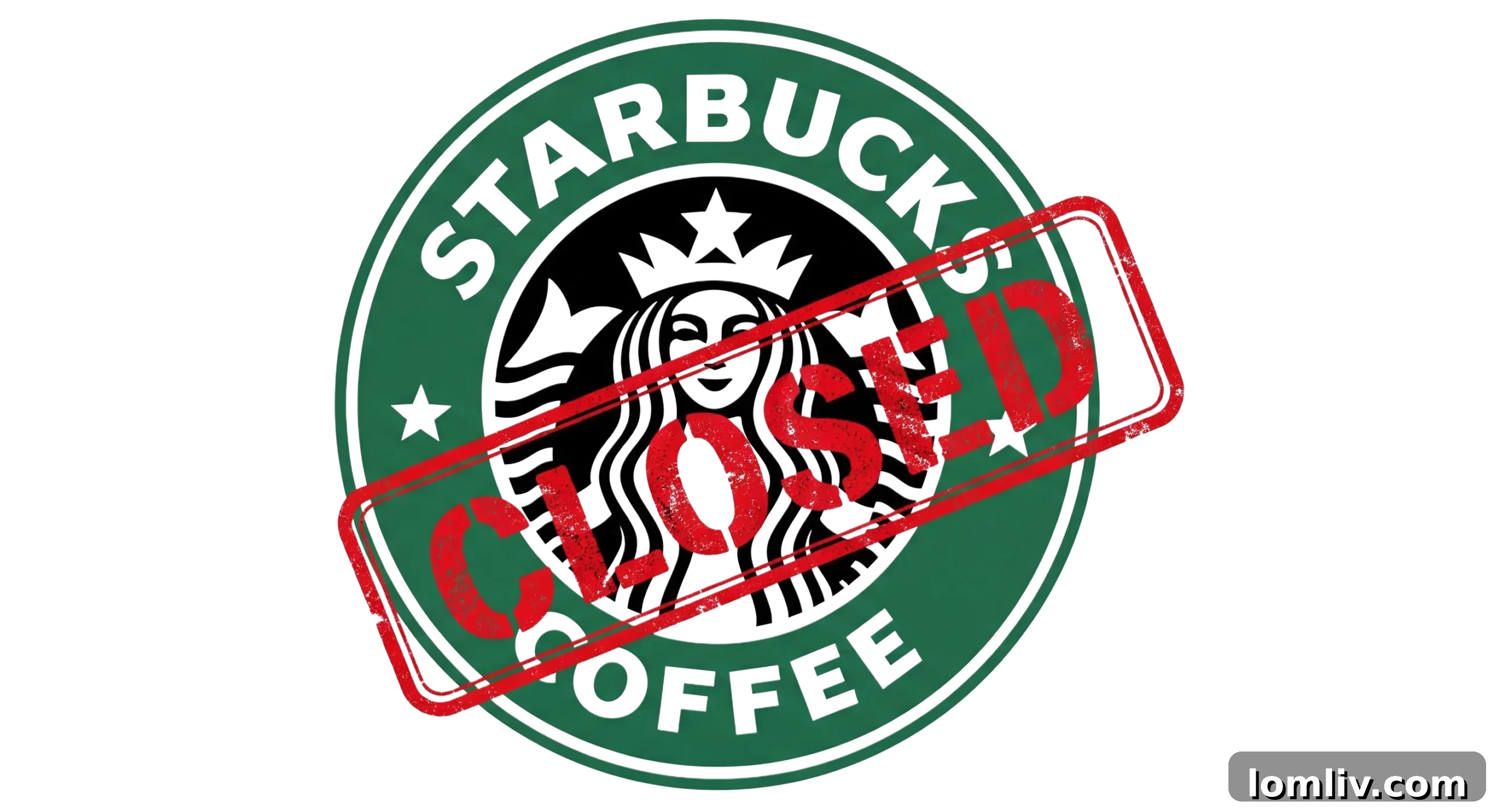 Starbucks logo illustration with closed sign overlay