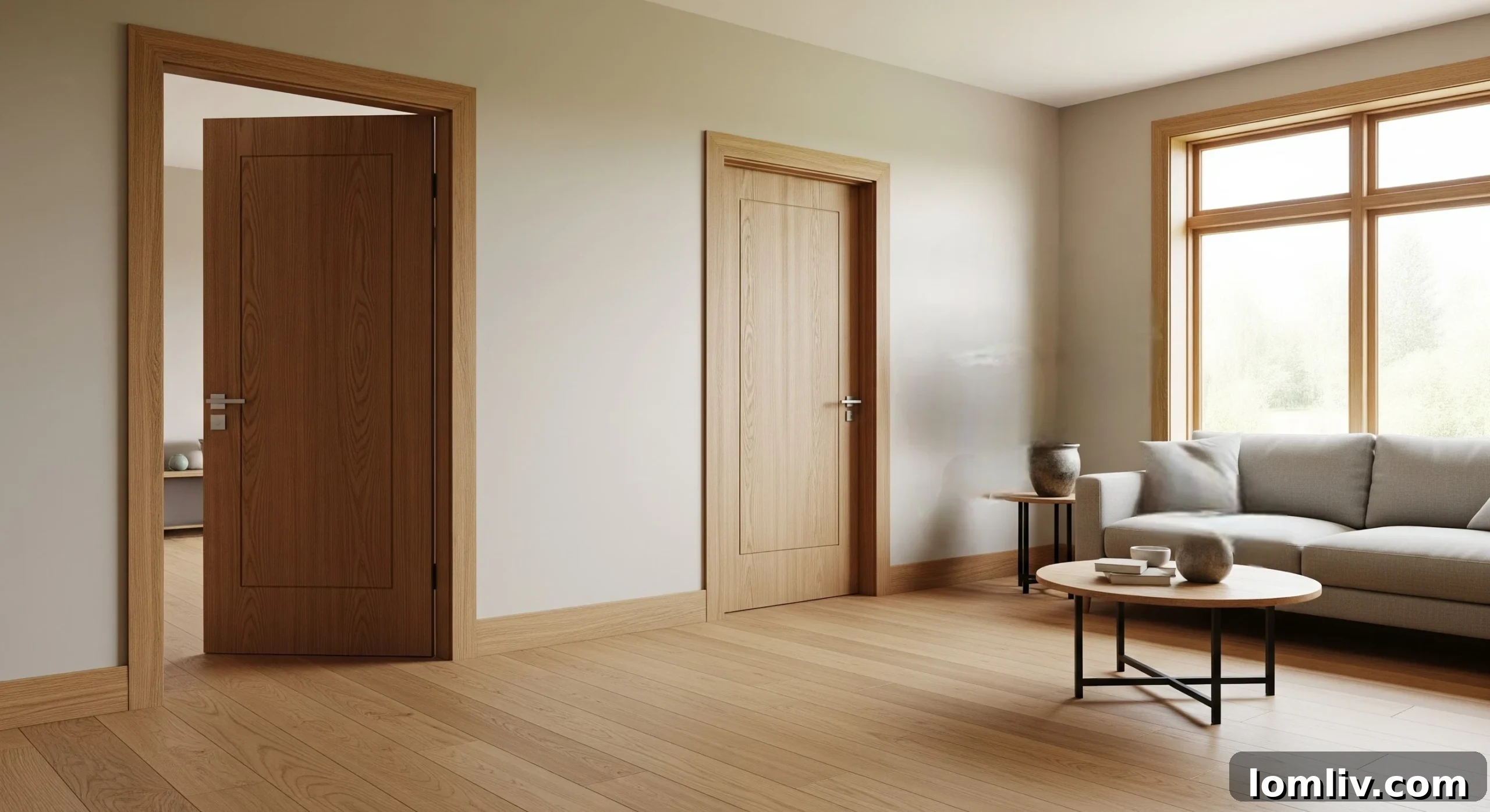 Professional installing a solid wood door