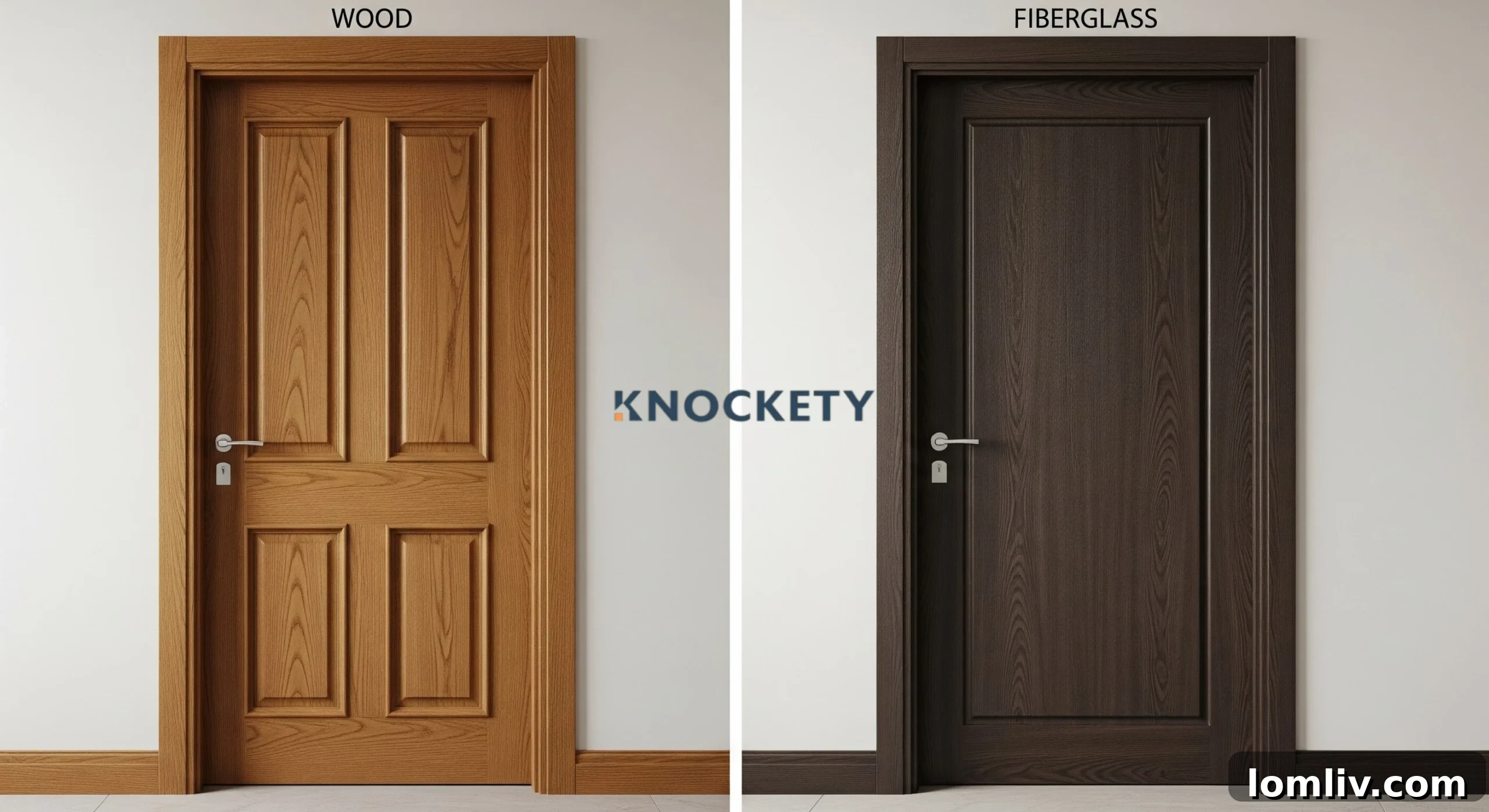 Fiberglass door mimicking wood grain texture