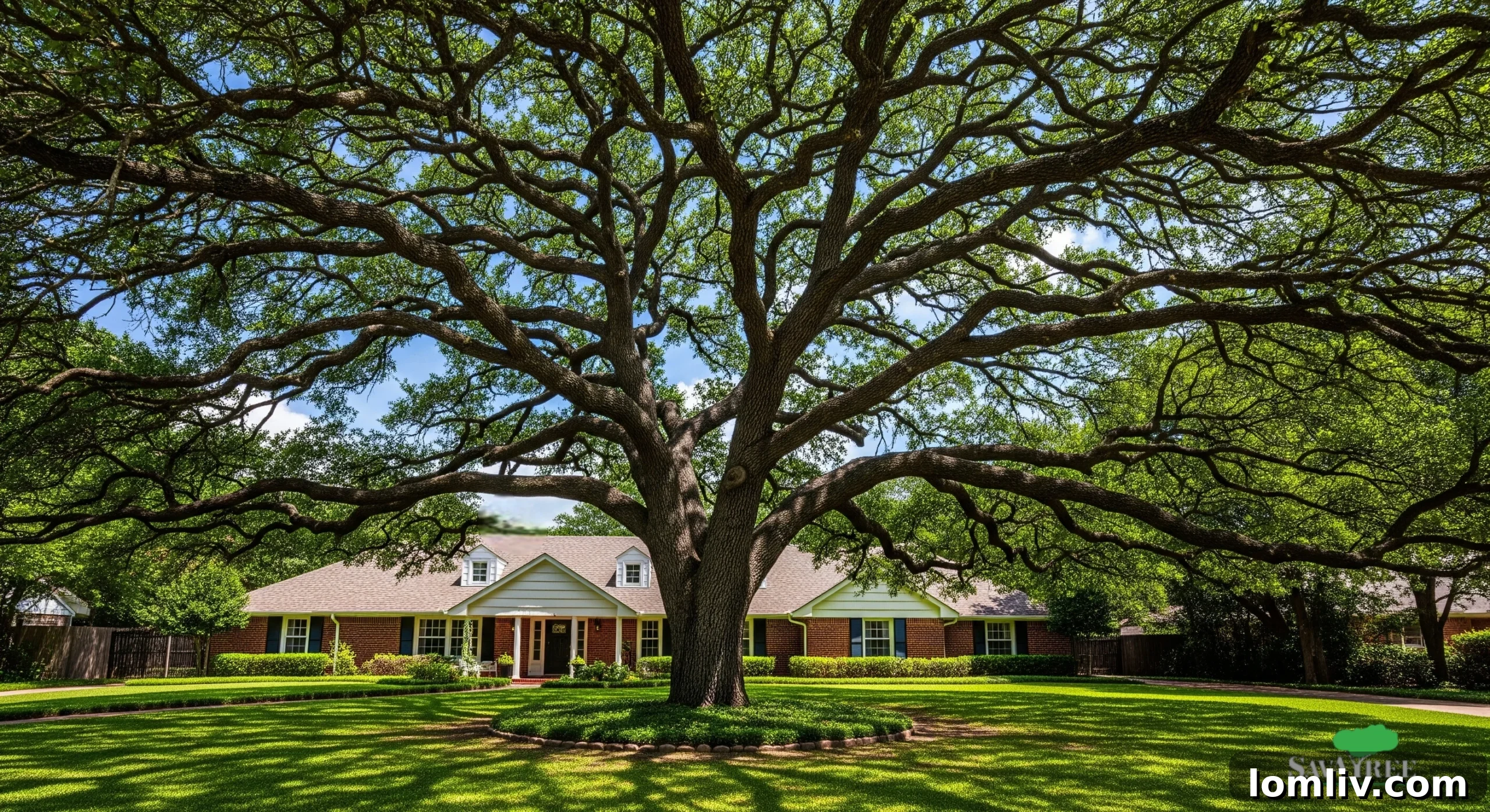 Mature native trees providing ample shade in a Dallas backyard, highlighting their robustness.