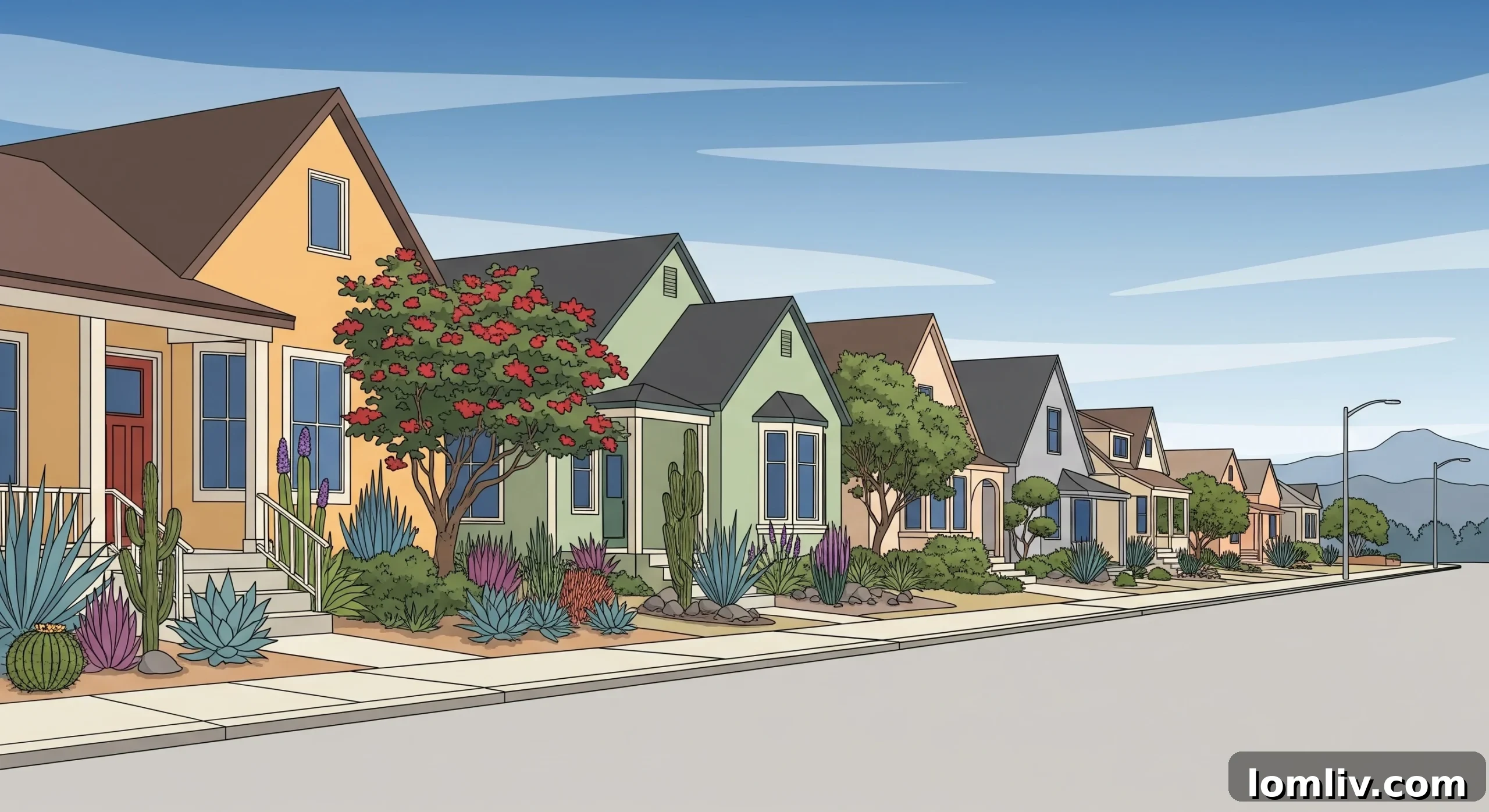 A Dallas neighborhood with multiple homes featuring native landscaping, illustrating community-wide impact.