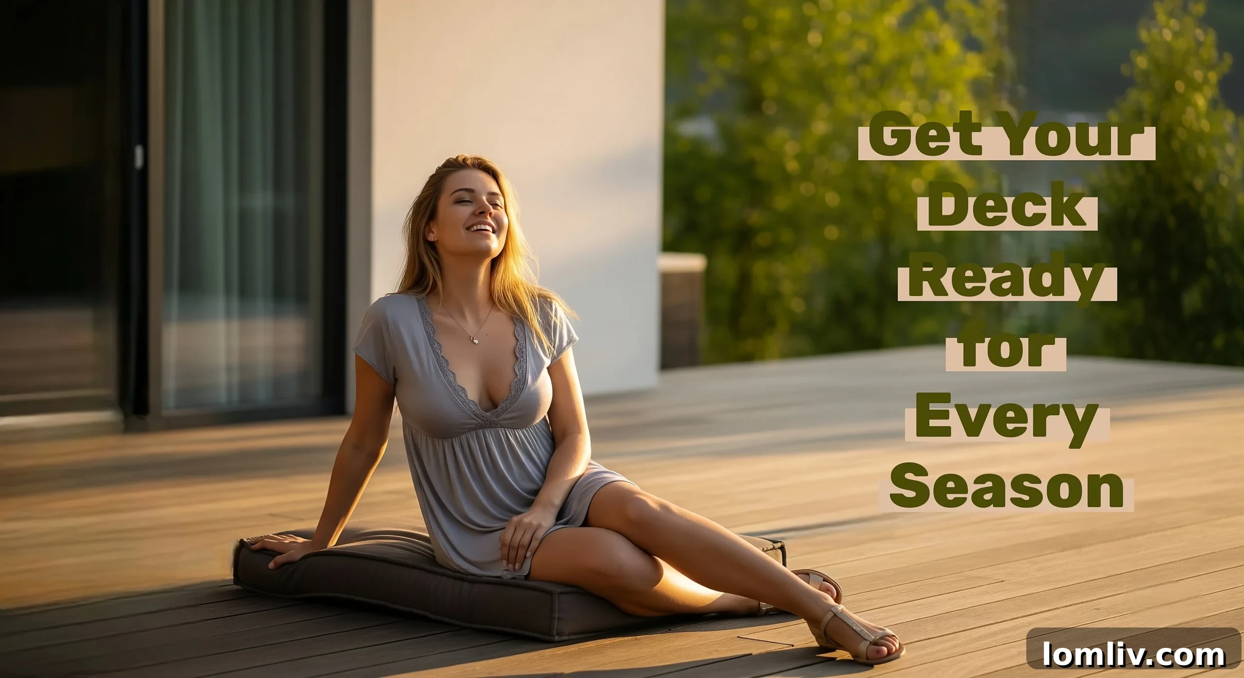 A beautifully maintained wooden deck ready for use.