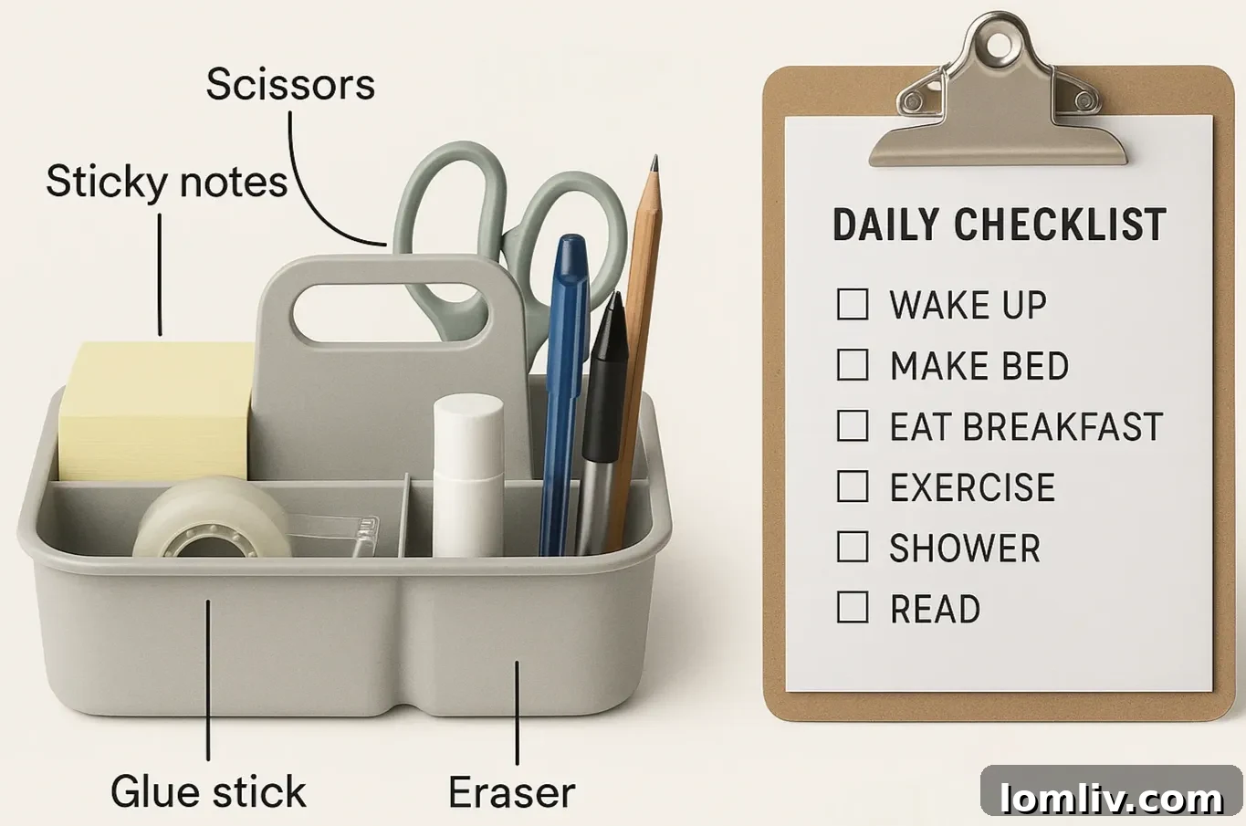 Tidy and organized cleaning supplies in a basket, ready for quick cleanup