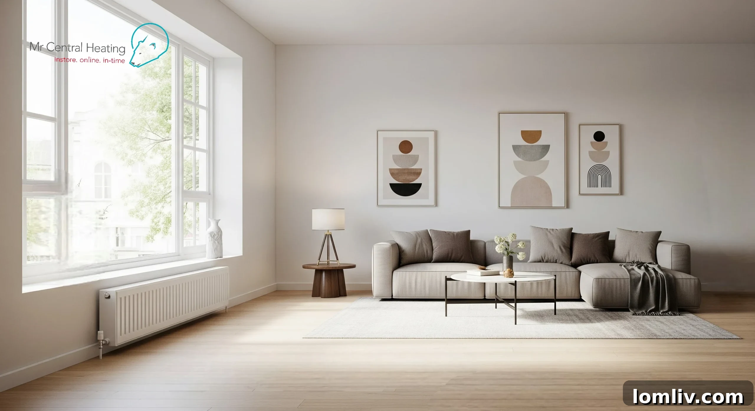 Revive2 Radiators: Harmonizing with Every Interior Style 2 Revive2 radiator in a minimalist living room with clean lines and neutral tones.