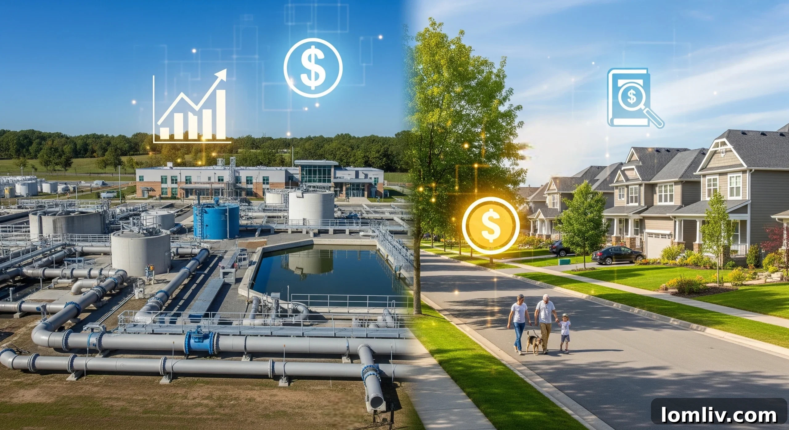 A vibrant, well-planned community with green spaces and clean infrastructure, representing sustainable development.