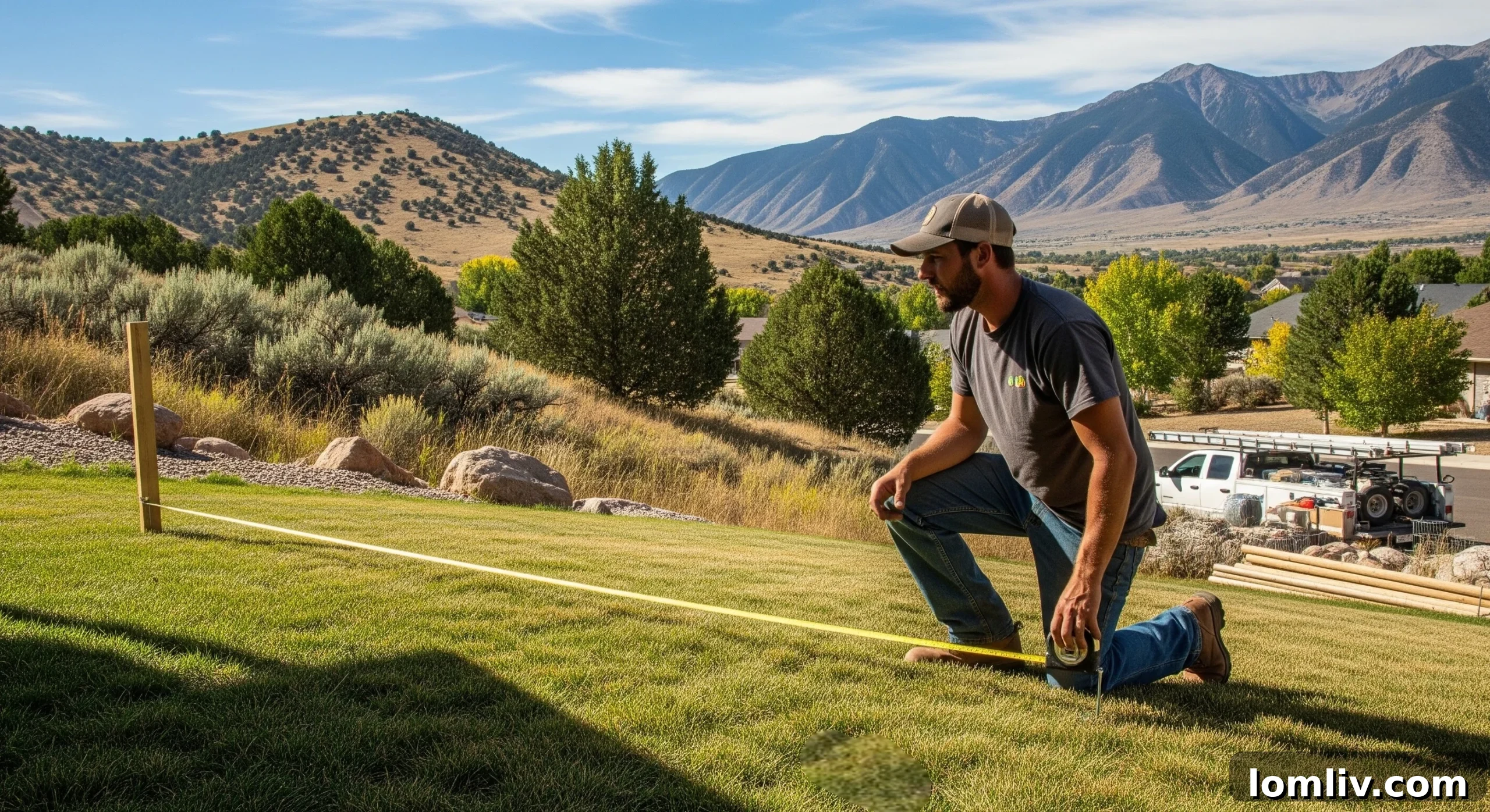 Upgrade Utah County Properties with Professional Fencing 2 Expert fence installers meticulously installing a new fence in a Utah County backyard, ensuring precision and quality.