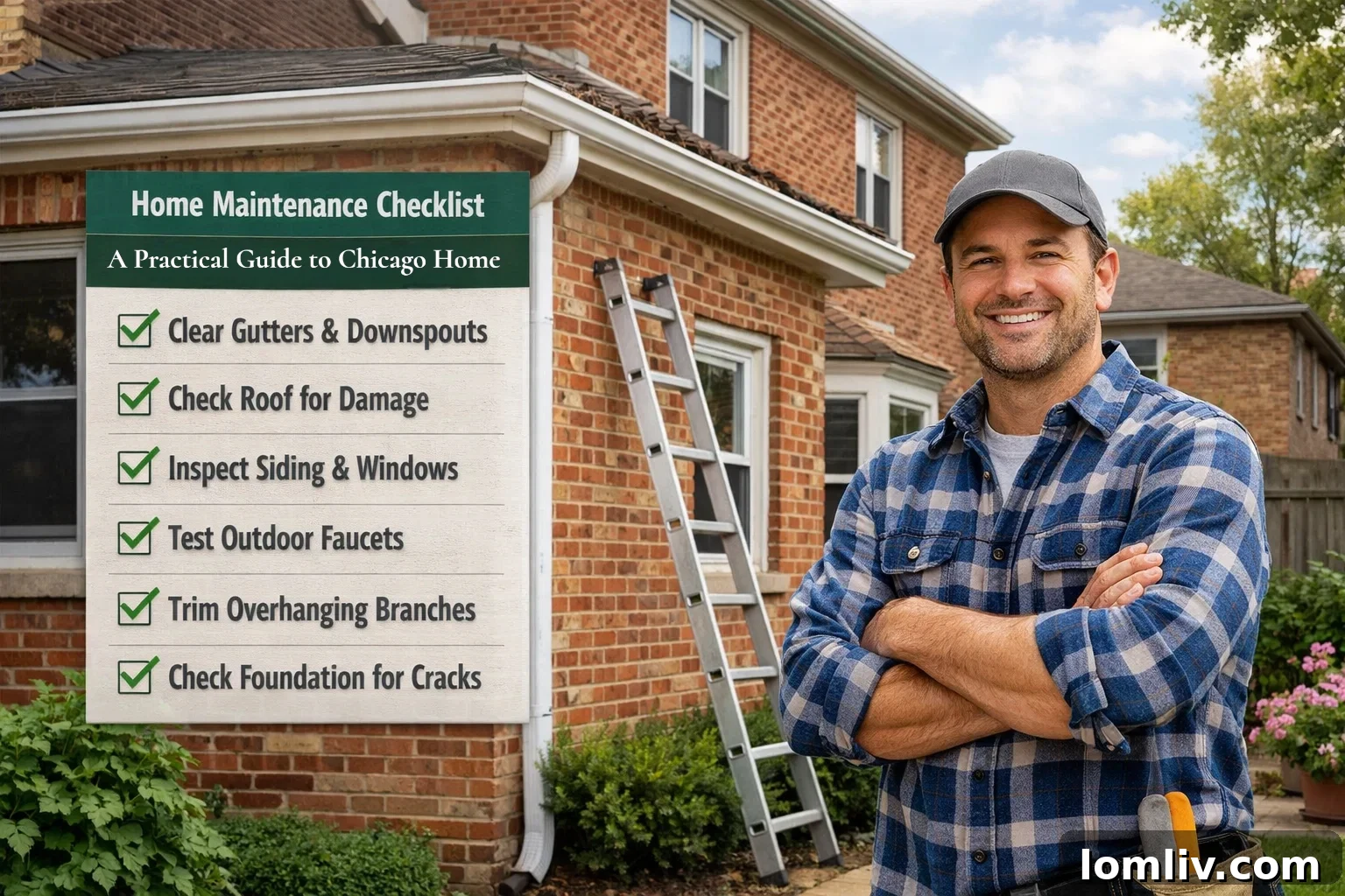 Organized home maintenance checklist with different time blocks: monthly, quarterly, seasonal