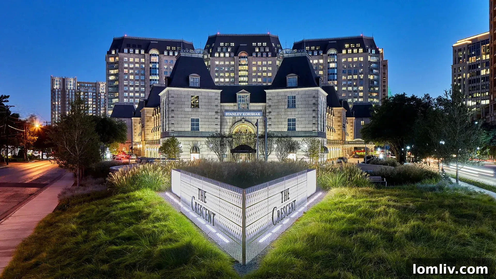 The Crescent Office building facade, a symbol of high-end commercial real estate investment in a thriving urban center.