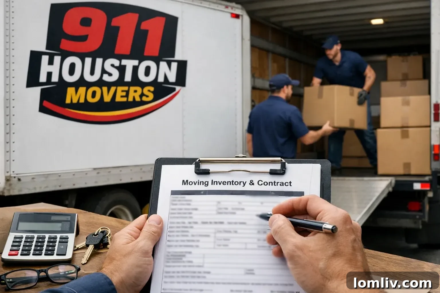 A person reviewing moving contracts and documents, symbolizing the importance of vetting movers in Houston.