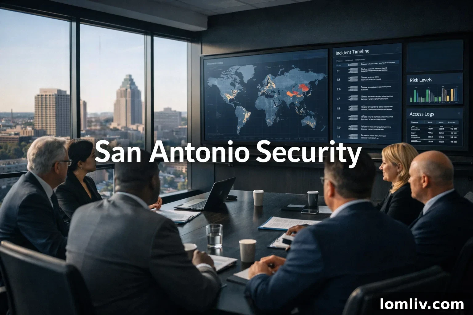 Integrated intelligence dashboard showing various data points converging into a clear, actionable picture for corporate security decisions.