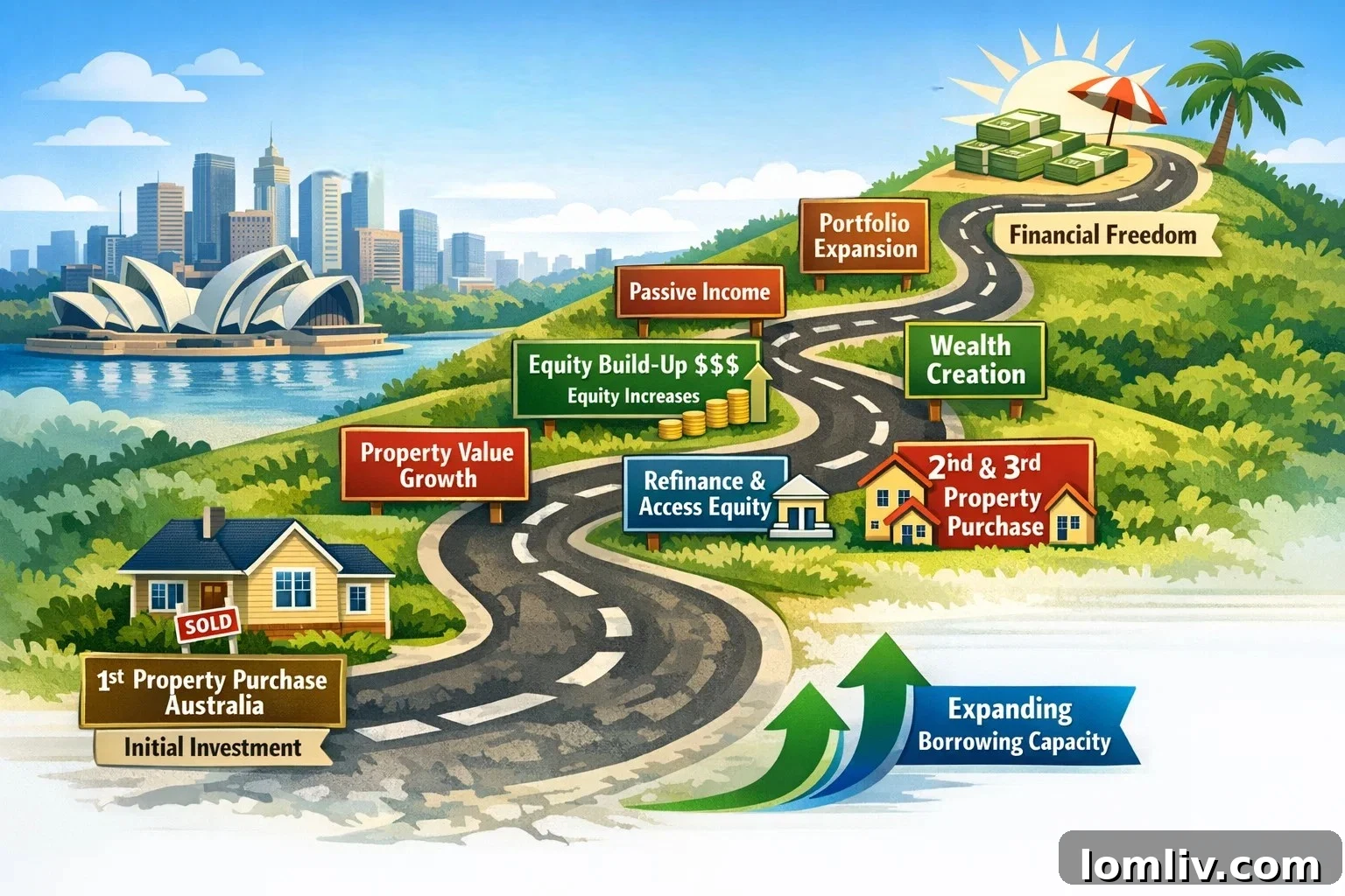 Unlocking Your Australian Property Potential When to Partner with Investment Experts 4 Property investor reviewing a growing real estate portfolio on a tablet, illustrating the ripple effect of early professional guidance.