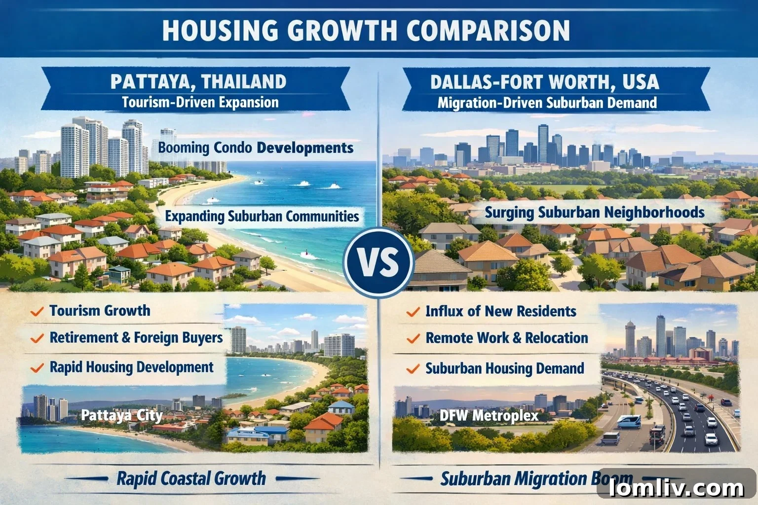 Dallas skyline at sunset, showing a vibrant urban environment with modern buildings.