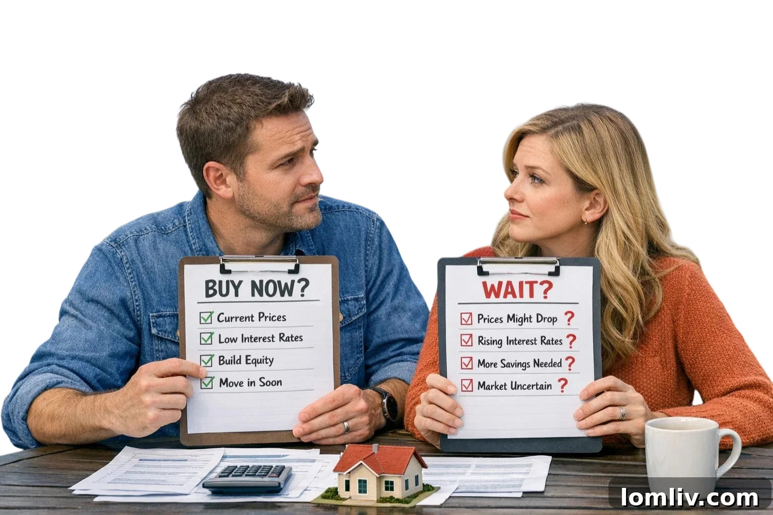 A decision tree for Dallas-Fort Worth homebuyers, asking whether to buy now or wait based on personal and market factors.