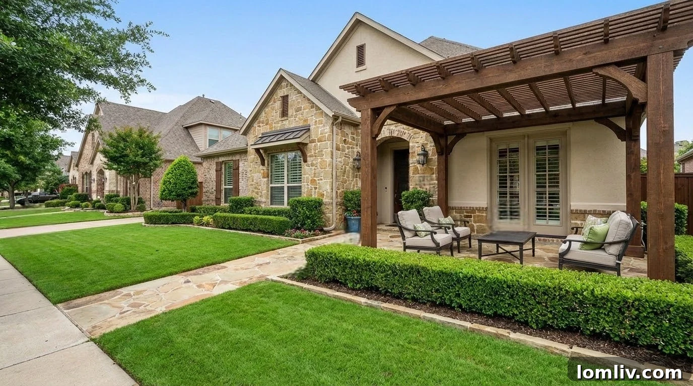 Beautifully landscaped front yard with vibrant flowers and a neatly trimmed lawn, enhancing curb appeal for potential home buyers.
