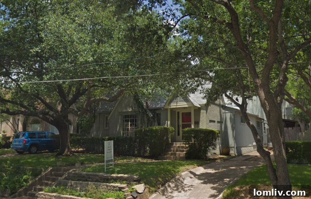 Aerial view of 2916 Dyer Street, highlighting its unique architectural blend of original facade and 1970s extension