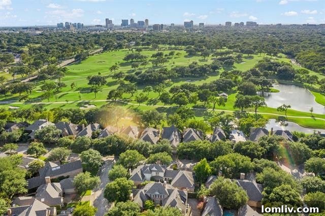 Lush greenbelt in Creekside Place, bordering a custom 1980s home.