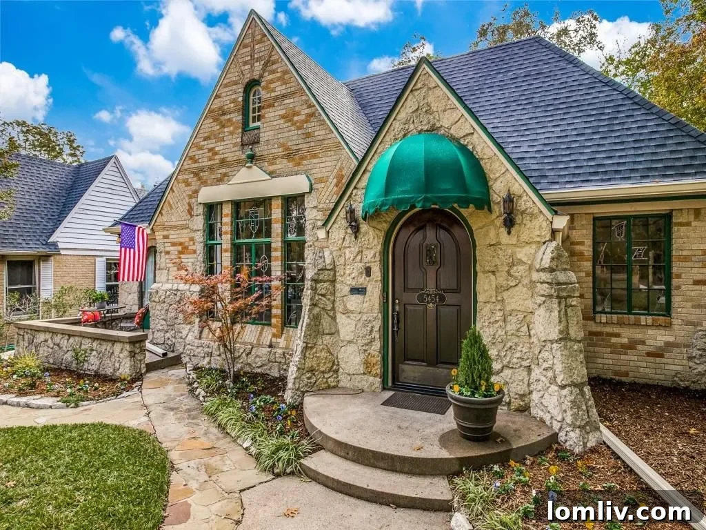 M Streets Tudor: Crafted with Care, Lived with Love 2 Historic Tudor home exterior at 5454 Monticello Ave in Dallas, Texas