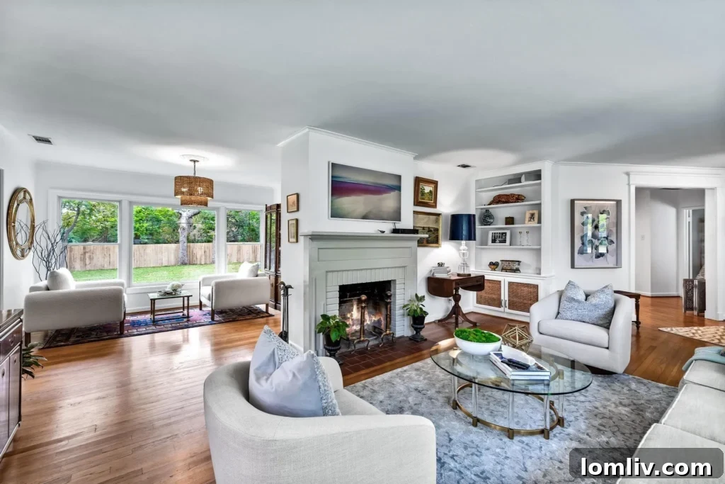 Elegant Open Concept Living Area with Hardwood Floors