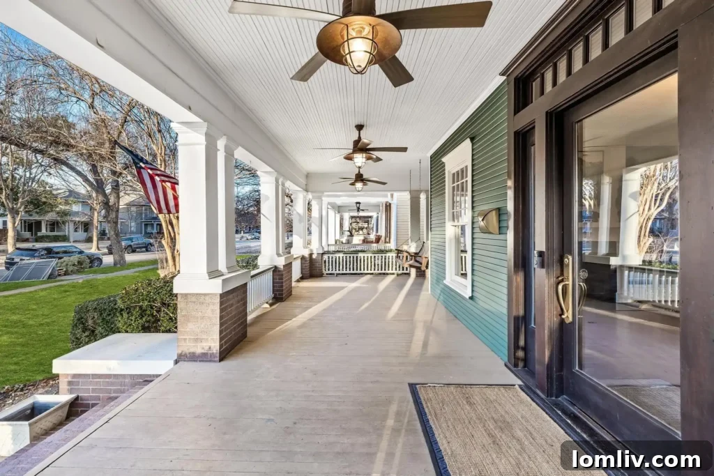 Close-up view of the Munger Place home's charming facade and architectural details