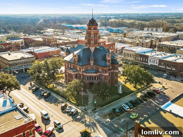Waxahachie Queen Anne Victorian: A True Gingerbread Fairytale 3 The Ellis County courthouse in Waxahachie, Texas, showcasing a magnificent example of Victorian-inspired architecture, reflecting the city's commitment to historical preservation.