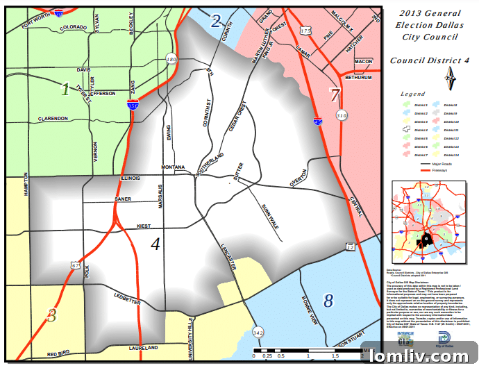 Map highlighting Dallas City Council District 4