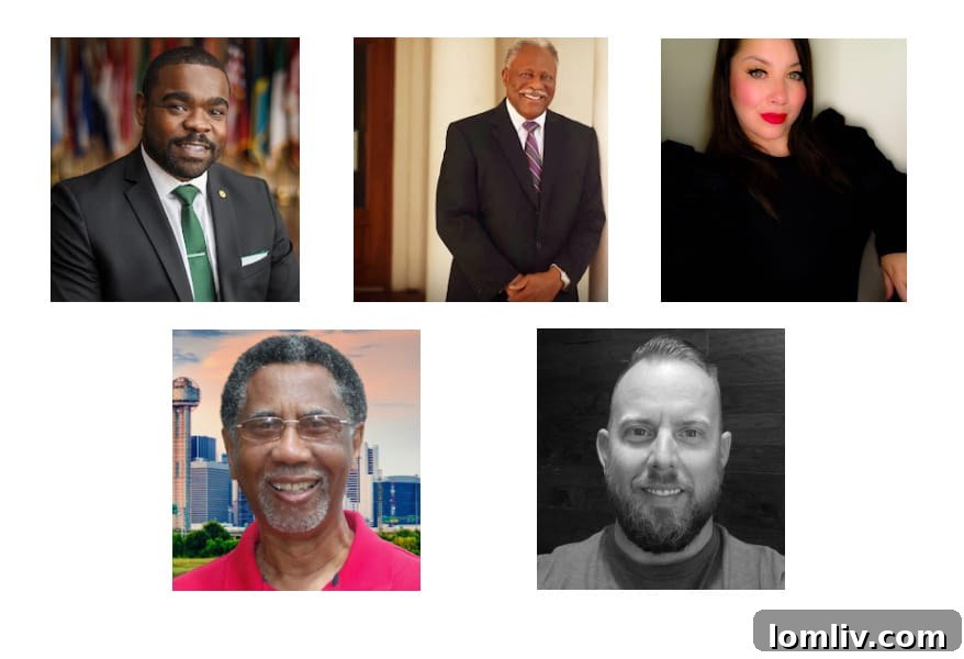 Dallas City Council DISD Board Candidates Revealed for May 6 Election 7 Clockwise from top left: Zarin Gracey, Joe Tave, Denise Benavides, John David Sims, and August Doyle