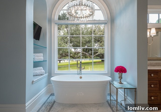 Luxurious vanity area in a principal bathroom