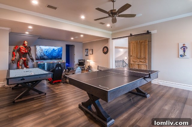 Spacious home gym with modern equipment