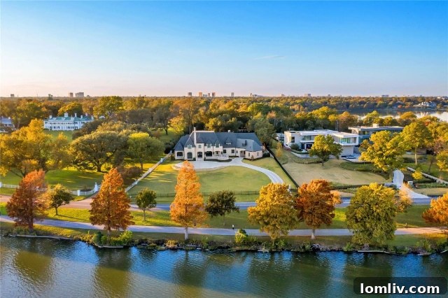 White Rock Lake luxury estate with historic Mount Vernon in background