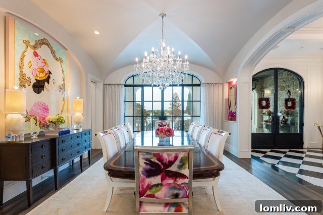 White Rock Lake luxury dining room with groin-vaulted ceiling