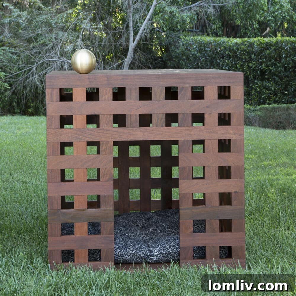 Kelly Wearstler's exquisitely designed dog houses, blending comfort and style. Below, a glimpse into Tiffany's luxurious pet accessory collection.