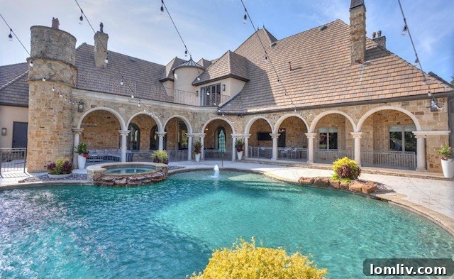 Lush, manicured landscape around the pool